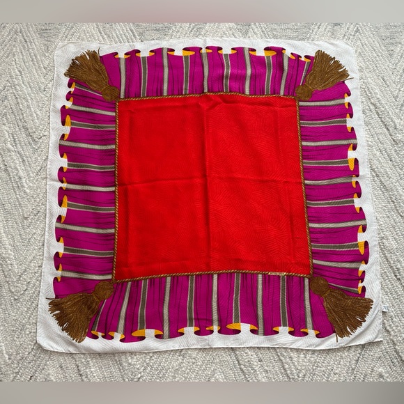 Bottega Veneta Accessories - Vintage Bottega Veneta Silk Bright Tassel Scarf